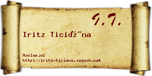 Iritz Ticiána névjegykártya
